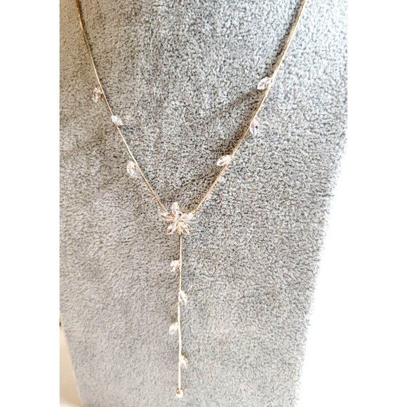 Lovisa Jewelry - Lovisa Rose Gold Necklace with Crystal CZ Lotus Flower and Leaf Bridal Jewelry